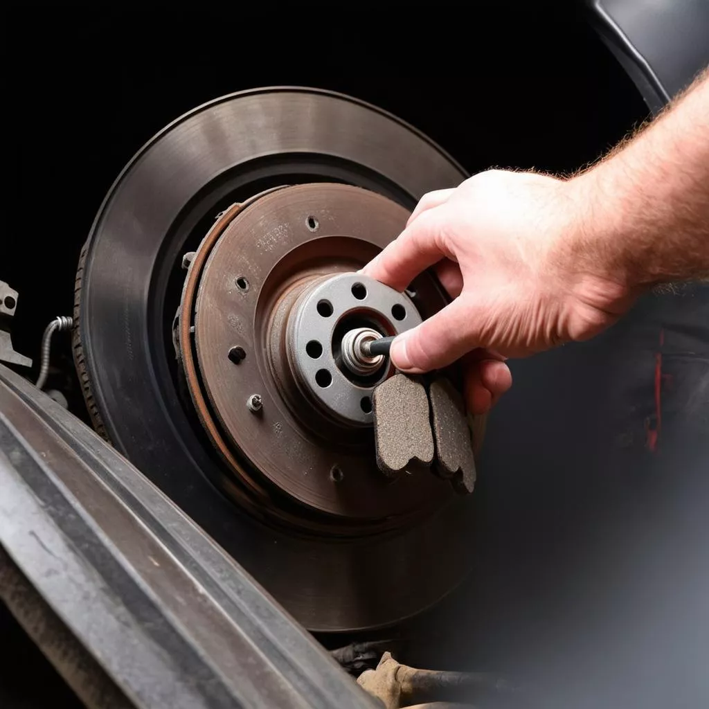 Inspecting car brake pads