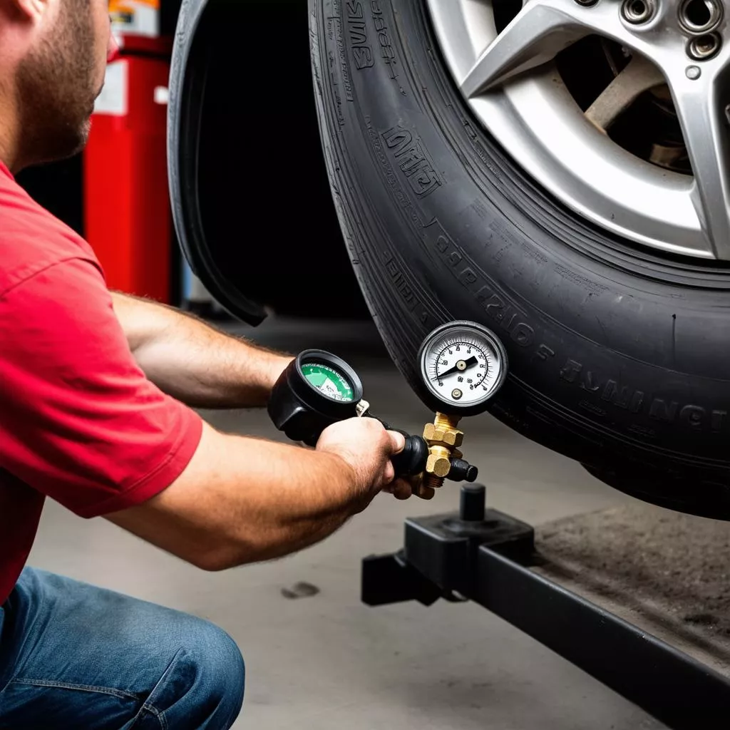 Checking tire valve