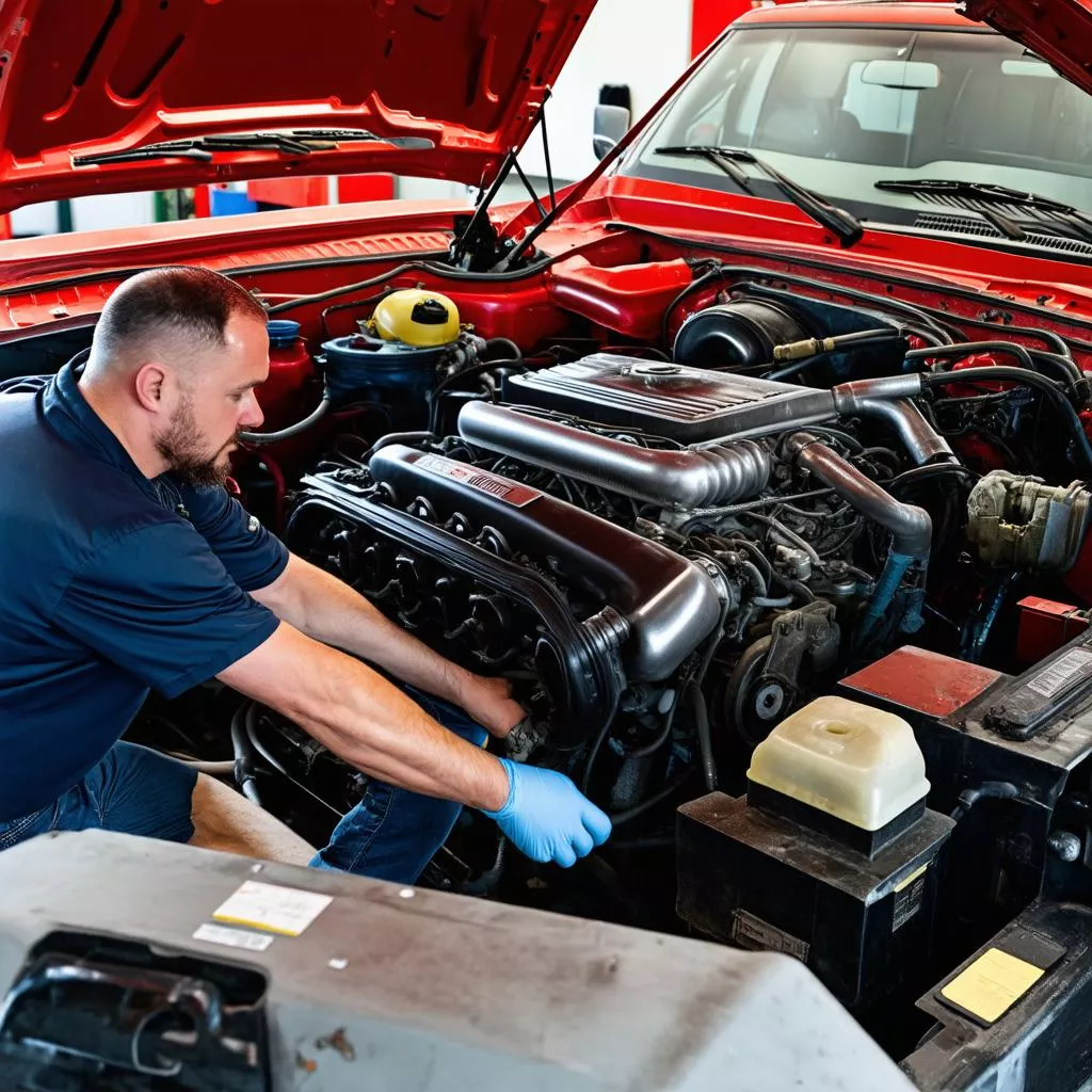 Inspecting a used truck