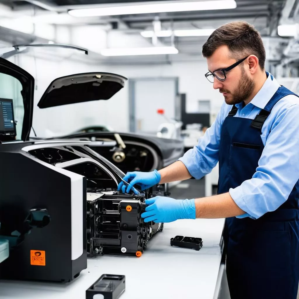 Kỹ sư ô tô làm việc