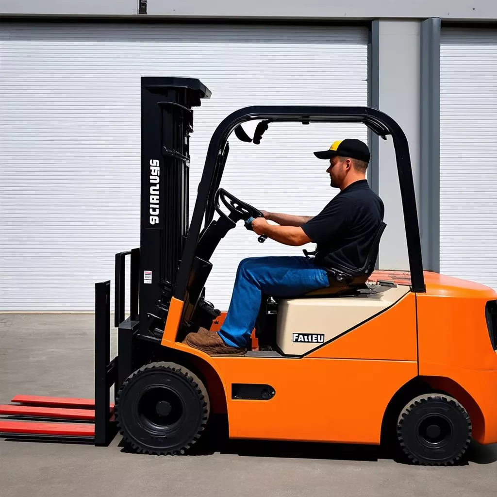 Lái xe nâng đang làm việc