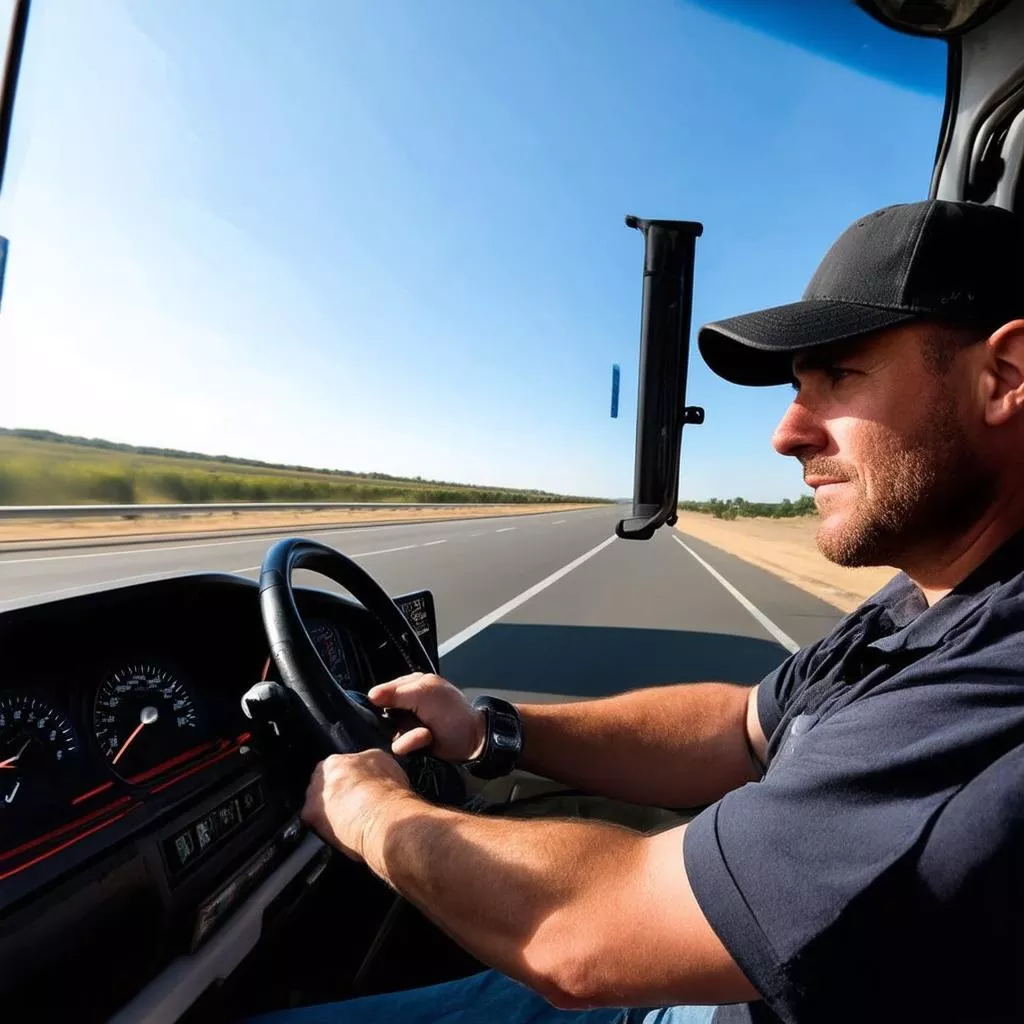 Truck driver driving a truck
