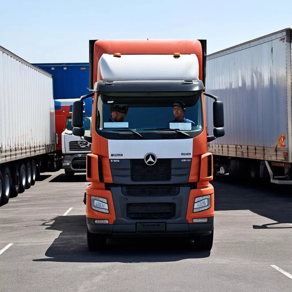 lái xe tải tại bãi xe Kim Văn Kim Lũ