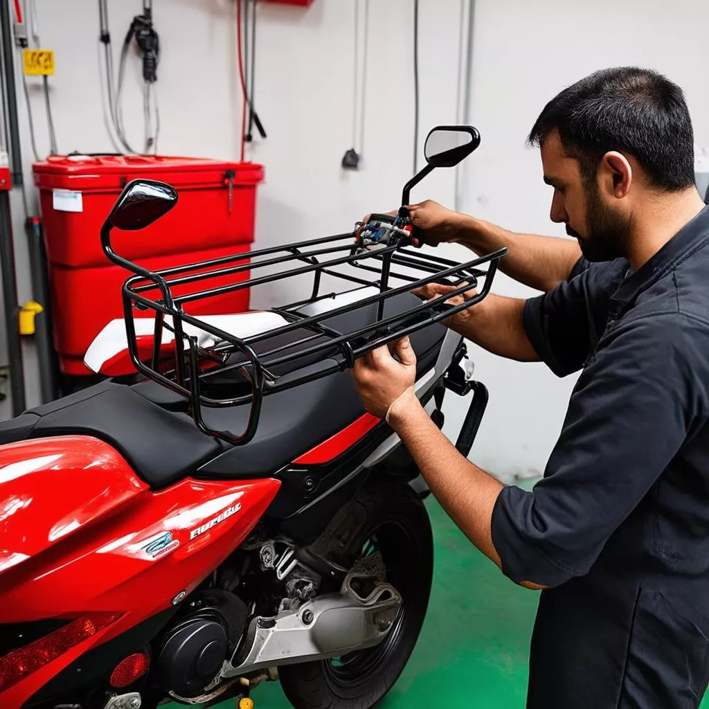 Installing a motorcycle luggage rack