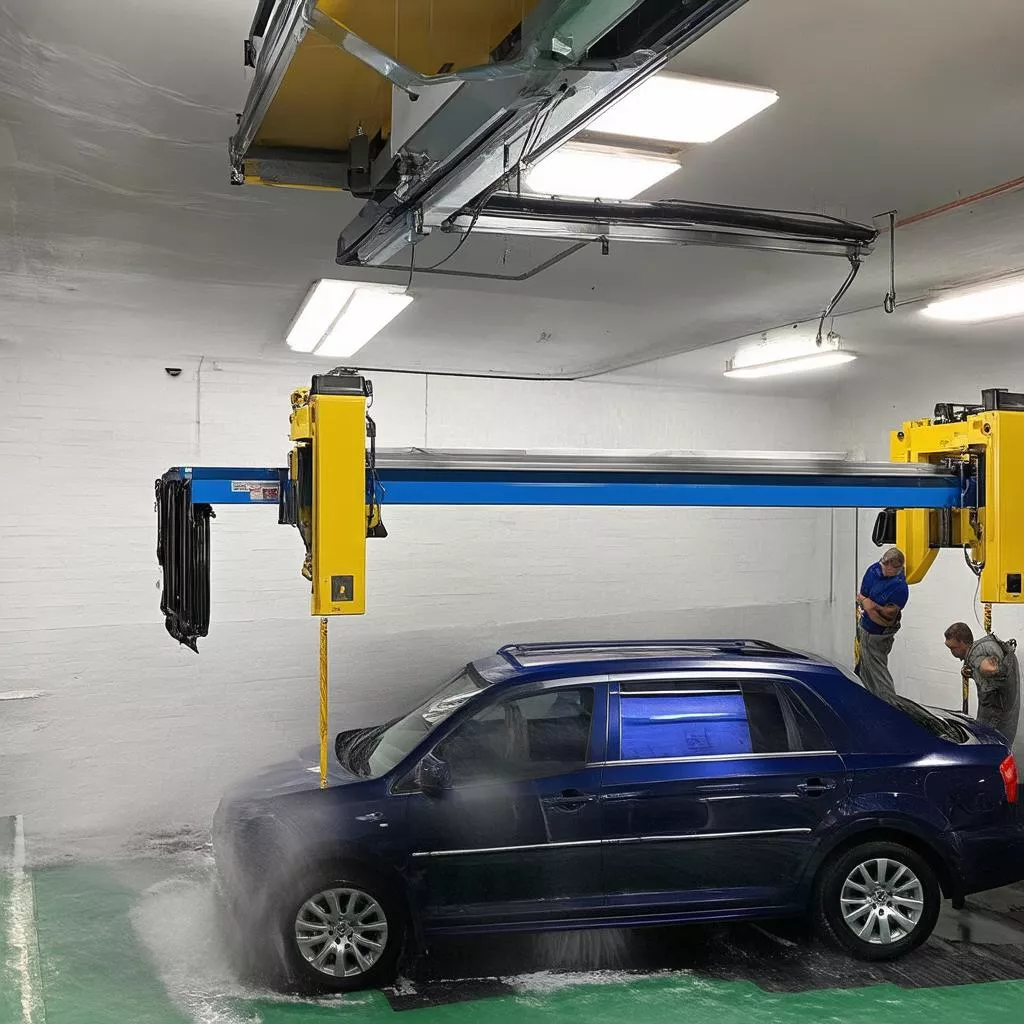 Installation of a single post car wash lift