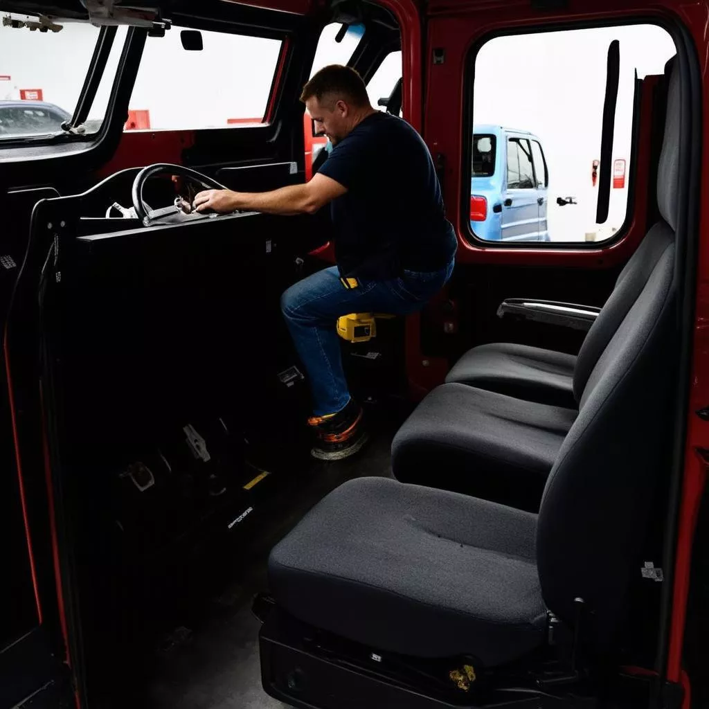 Air ride seat installation in a truck