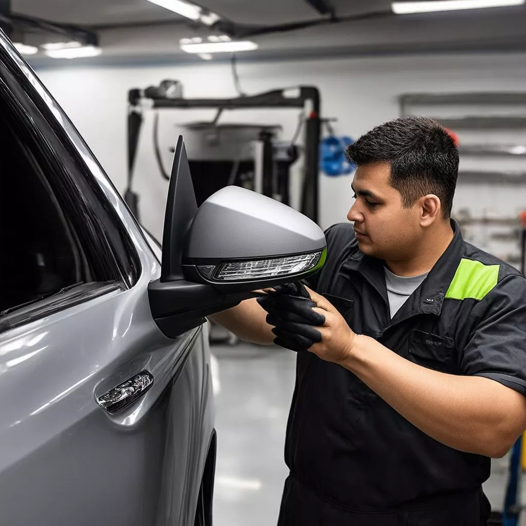 Lắp đặt gương chiếu hậu xe Vios