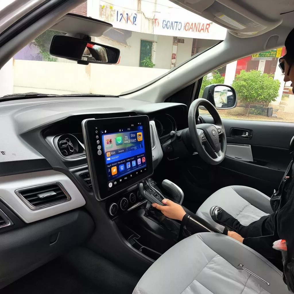 Android car stereo installation in Hanoi