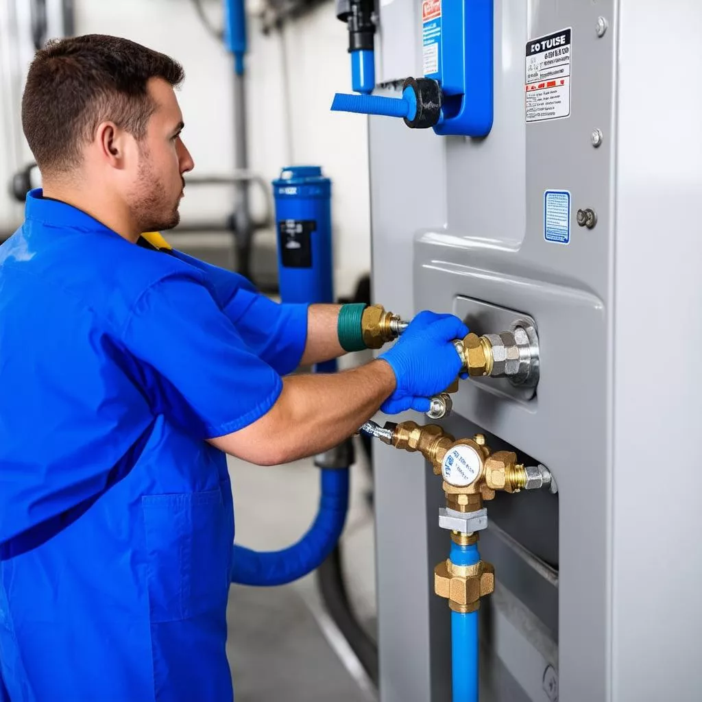 Lắp đặt van xả nhiệt máy rửa xe