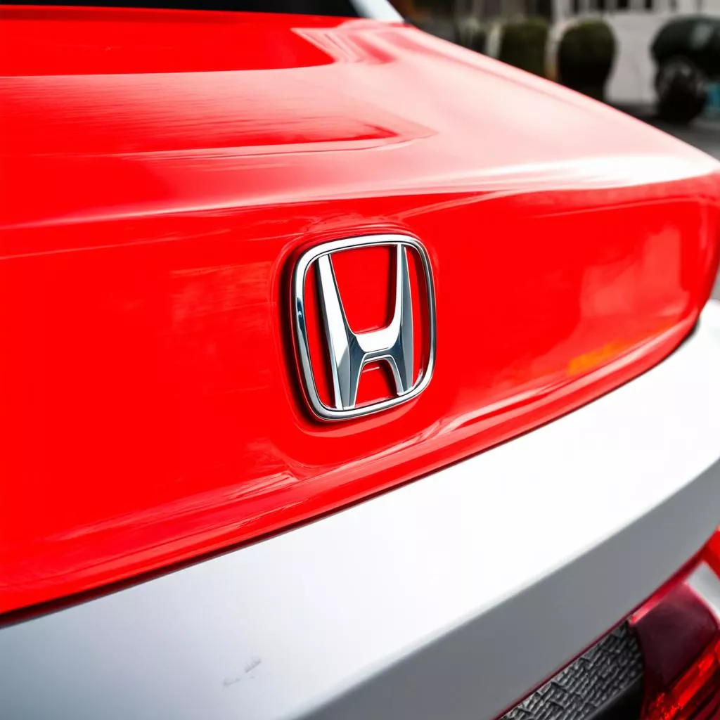 The Honda logo with a lucky red background