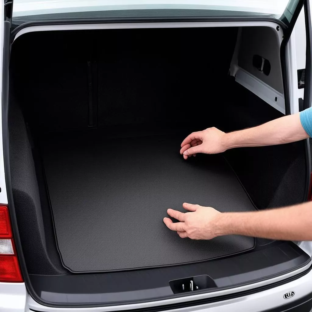 Lắp đặt lót cốp xe Morning Van