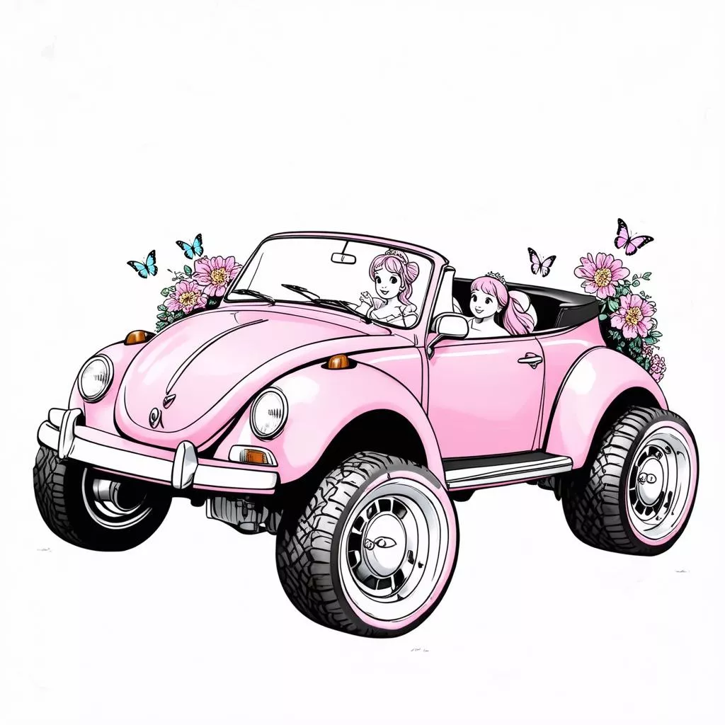 Mẫu vẽ xe ô tô mơ ước của bé gái