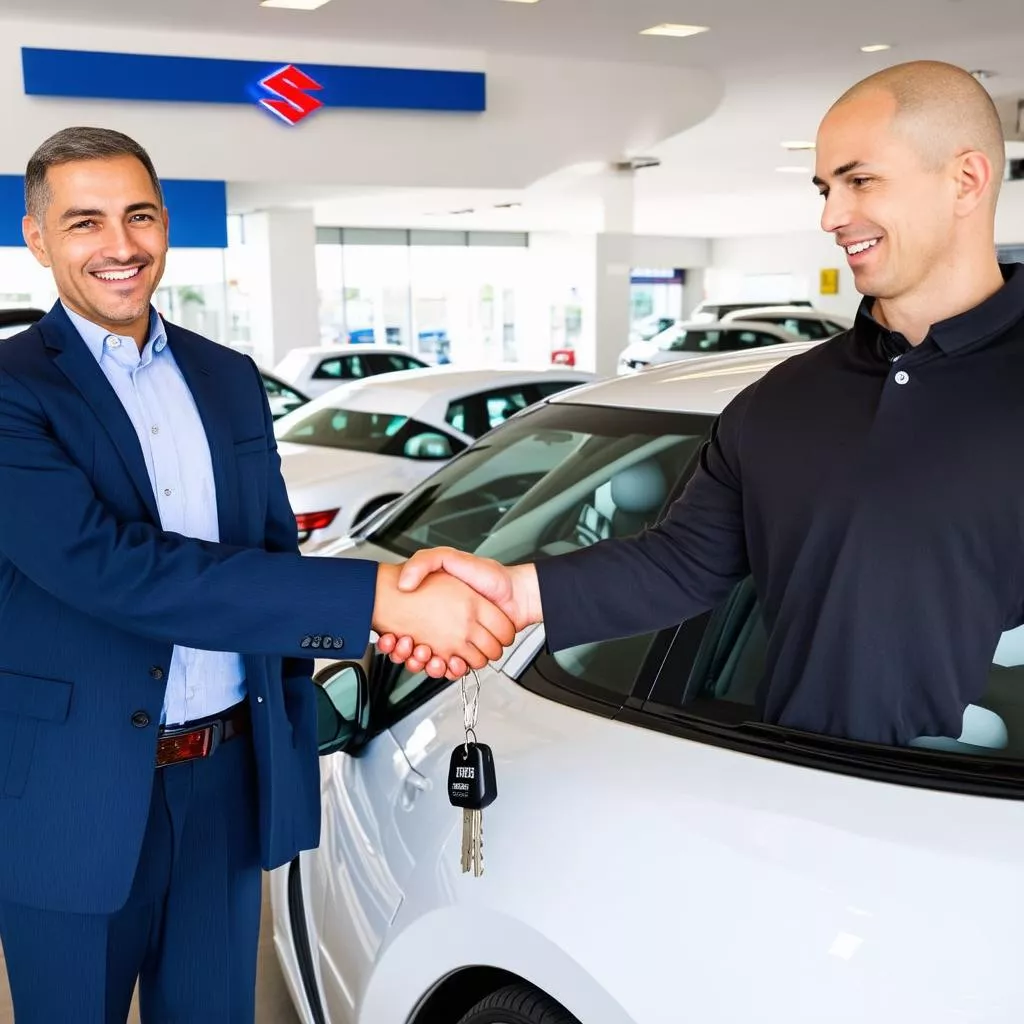 Customer buying a Suzuki car in Thai Binh