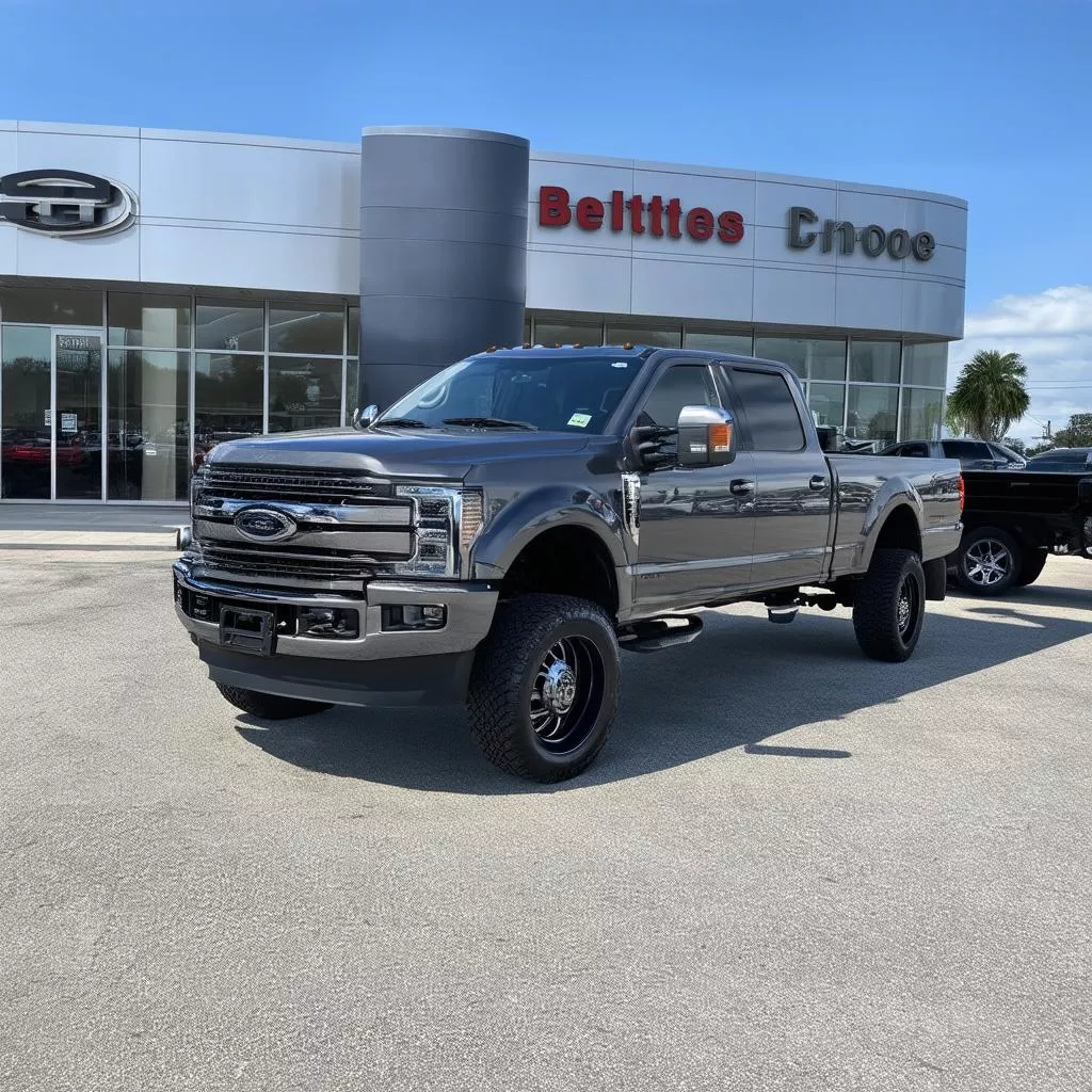 Ein Mann steht neben einem Lastwagen und gestikuliert