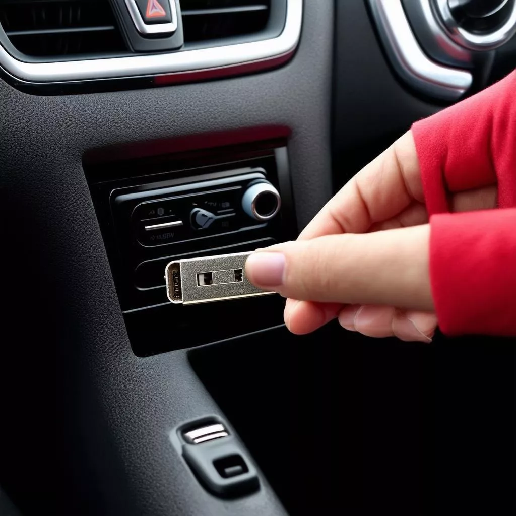 Listening to music from a USB in a car