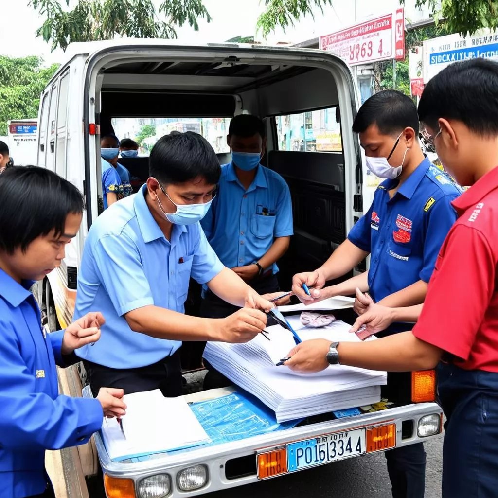 Người dân đăng ký biển số xe tải Thanh Hóa