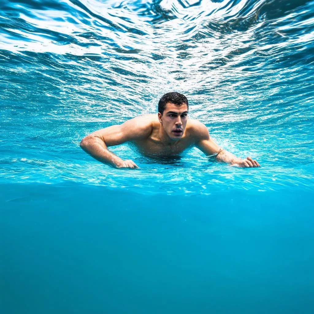 Người đàn ông bơi trong biển thông tin