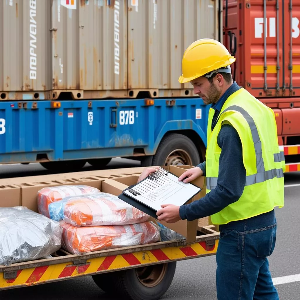 inspeção de mercadorias em contêiner