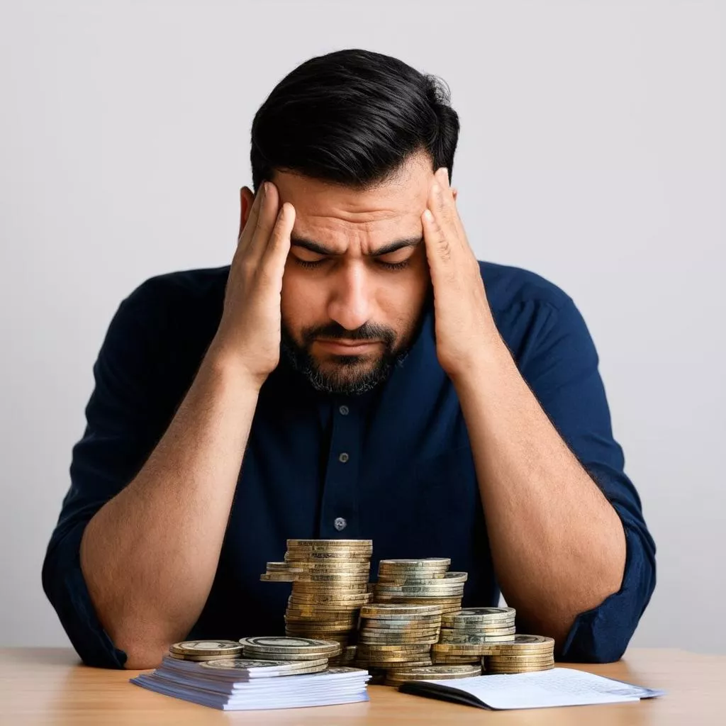 Uomo preoccupato per la perdita di denaro