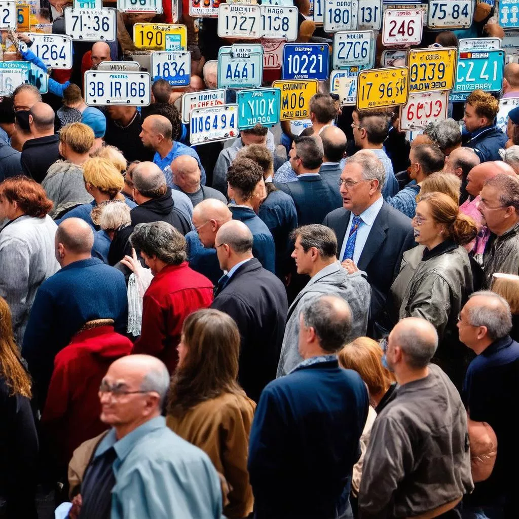 Người dân xem đấu giá biển số xe