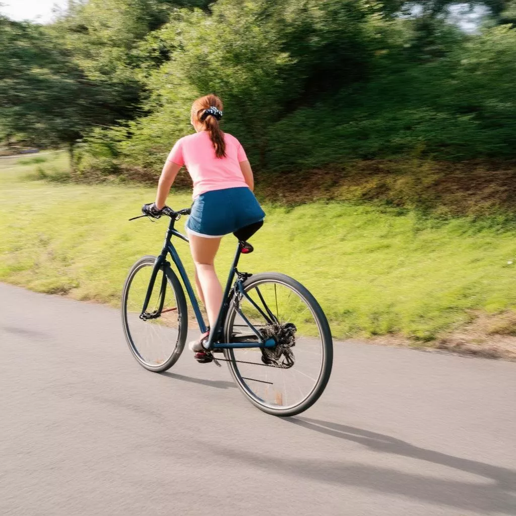 Woman mountain biking
