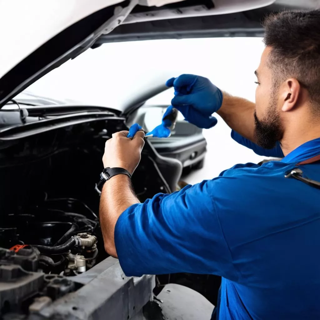 Người Thợ Điện Lạnh Ô Tô Đang Sửa Chữa Điều Hòa