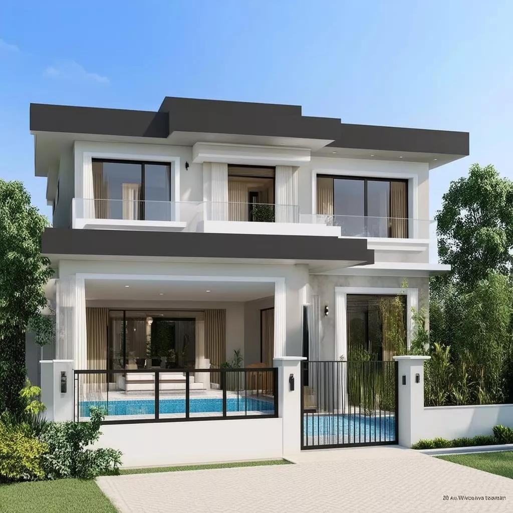 Hình ảnh thực tế nhà biệt thự 2 tầng 100m2