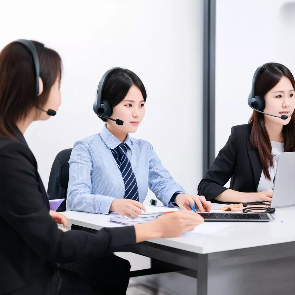 Customer service representative assisting a client