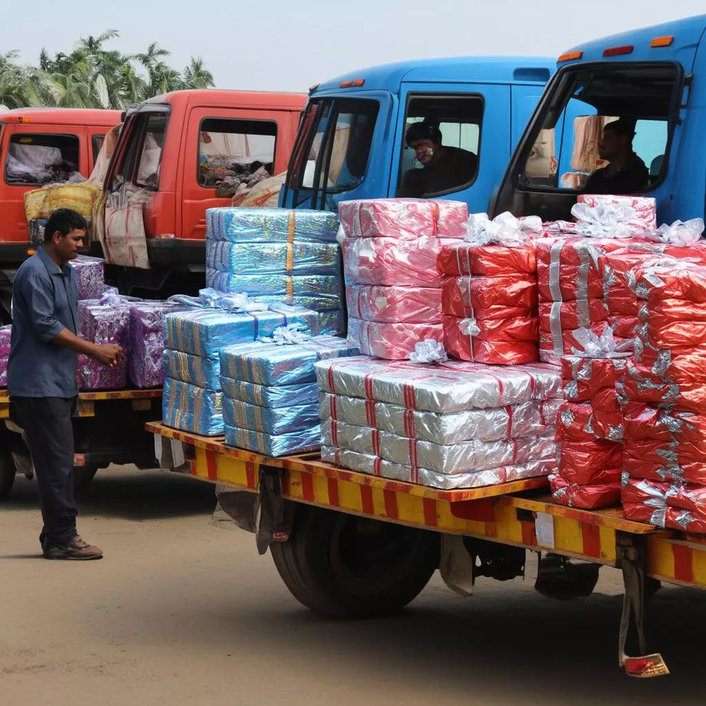 Những chiếc ô tô chở đầy quà tặng