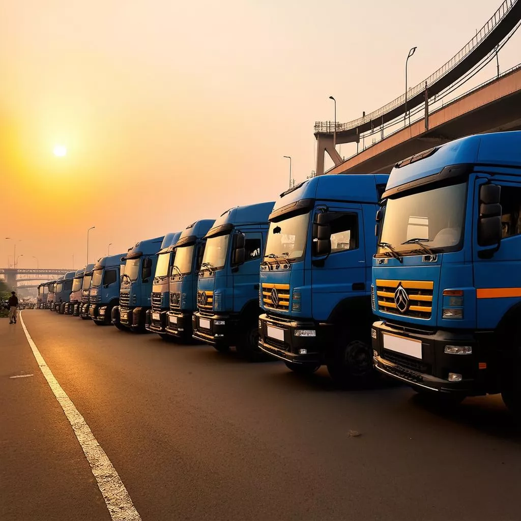 Những chiếc xe tải dưới nắng Hà Nội