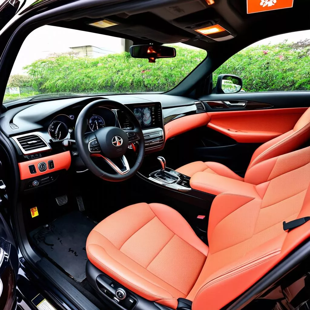 풍수에 맞는 빈, 응에안 자동차 내부