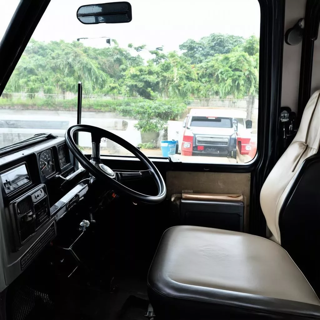 Interior of a Hoa Mai 5-ton 8x4 truck