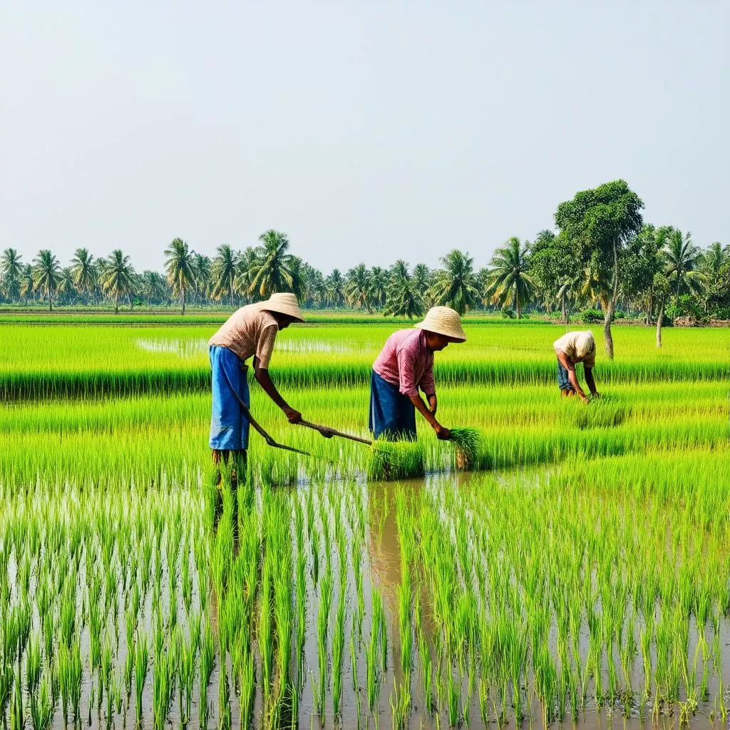 Nông dân trồng lúa