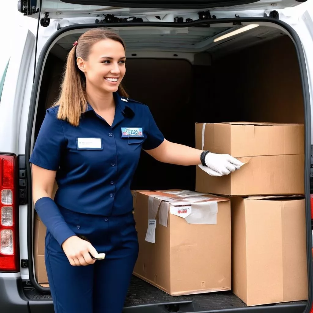 Nữ tài xế vận chuyển hàng