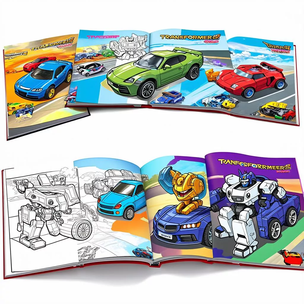 Transforming car coloring page