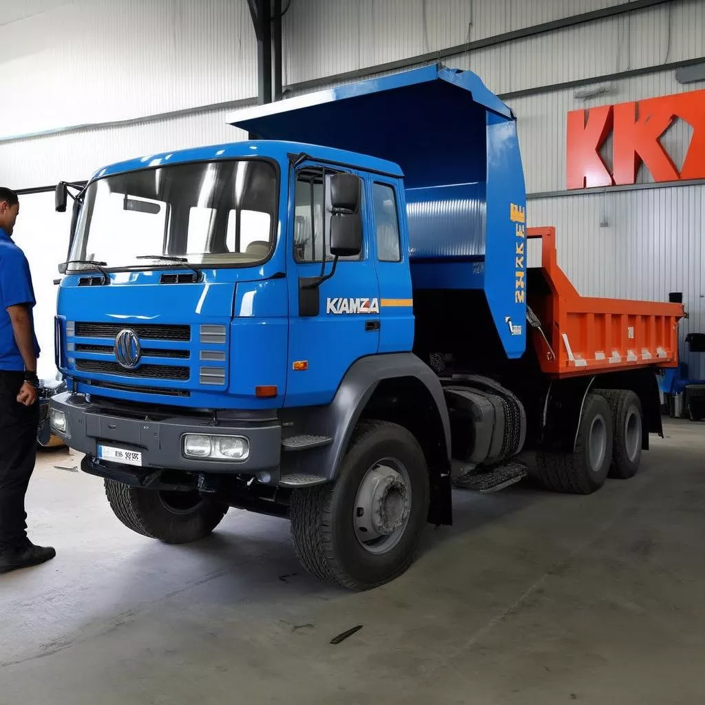 Ô tô tự đổ Kamaz 7 tấn đang được bảo dưỡng