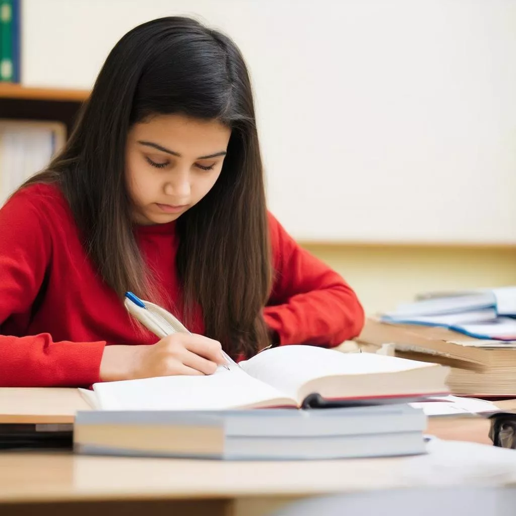 Student studying for exams