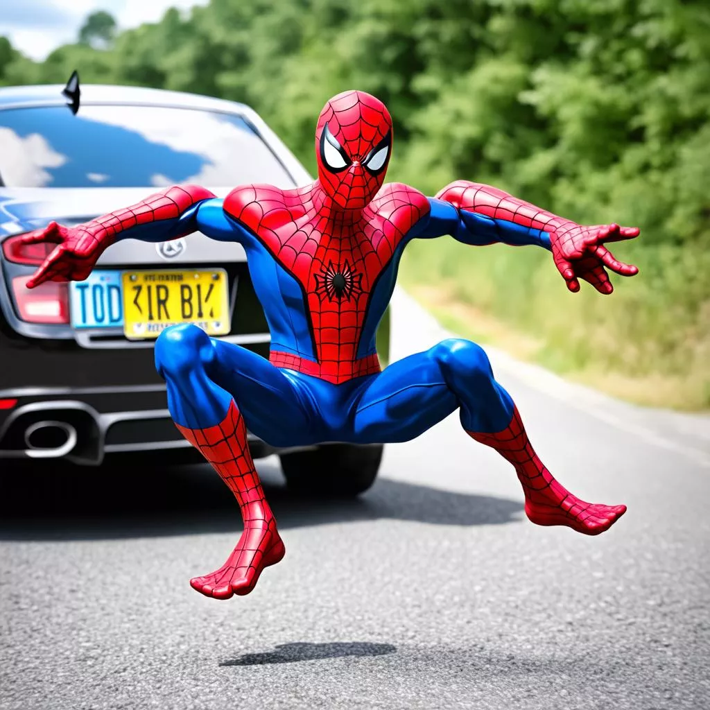 siêu nhân nhện xe ô tô