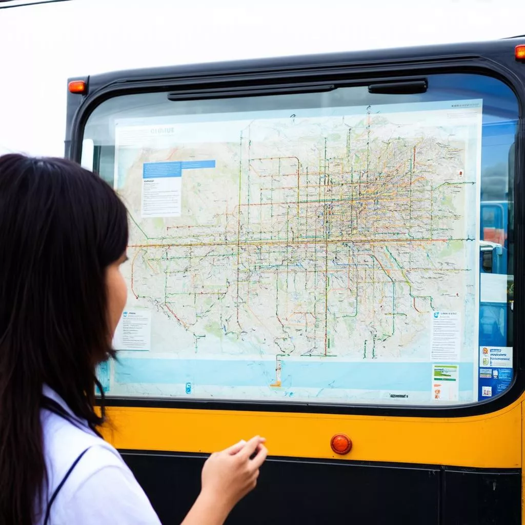 Sinh viên xem bản đồ xe bus