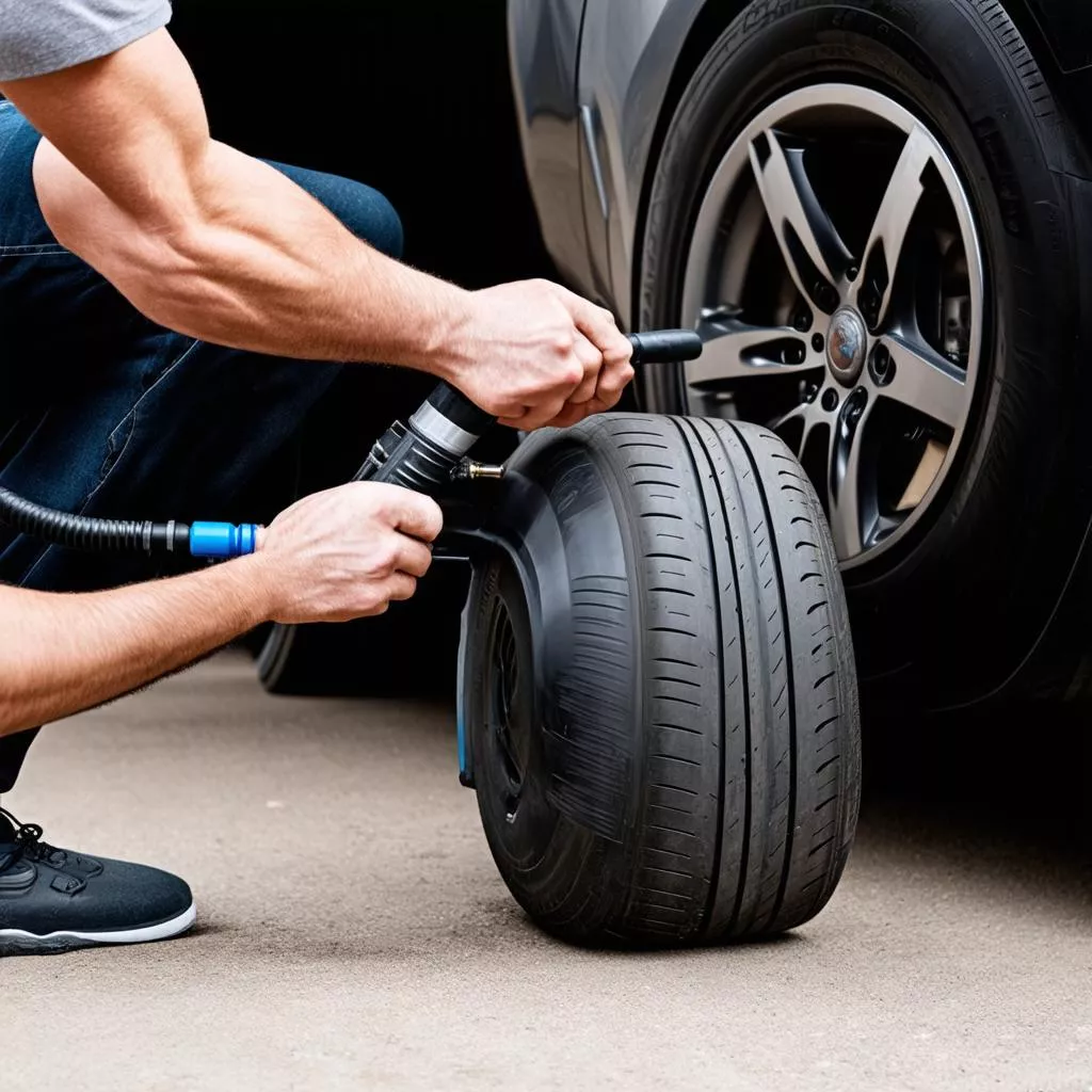 Using a 12V car tire inflator