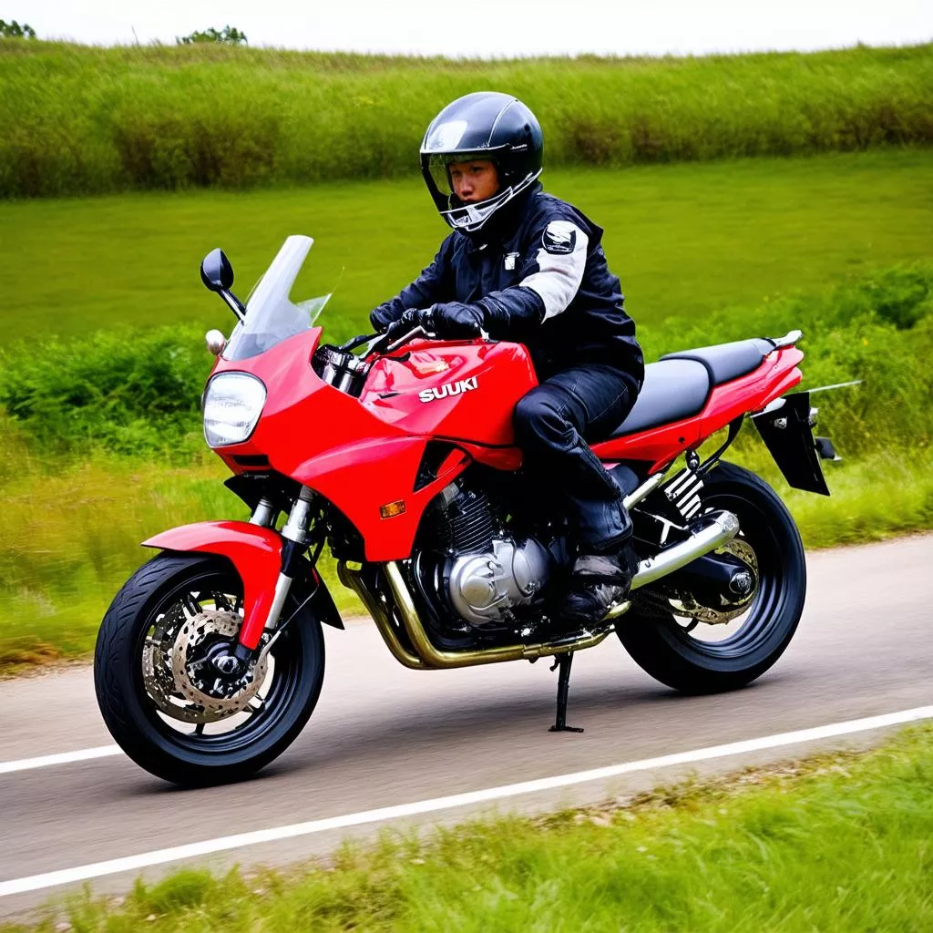 Suzuki GN125 on the open road