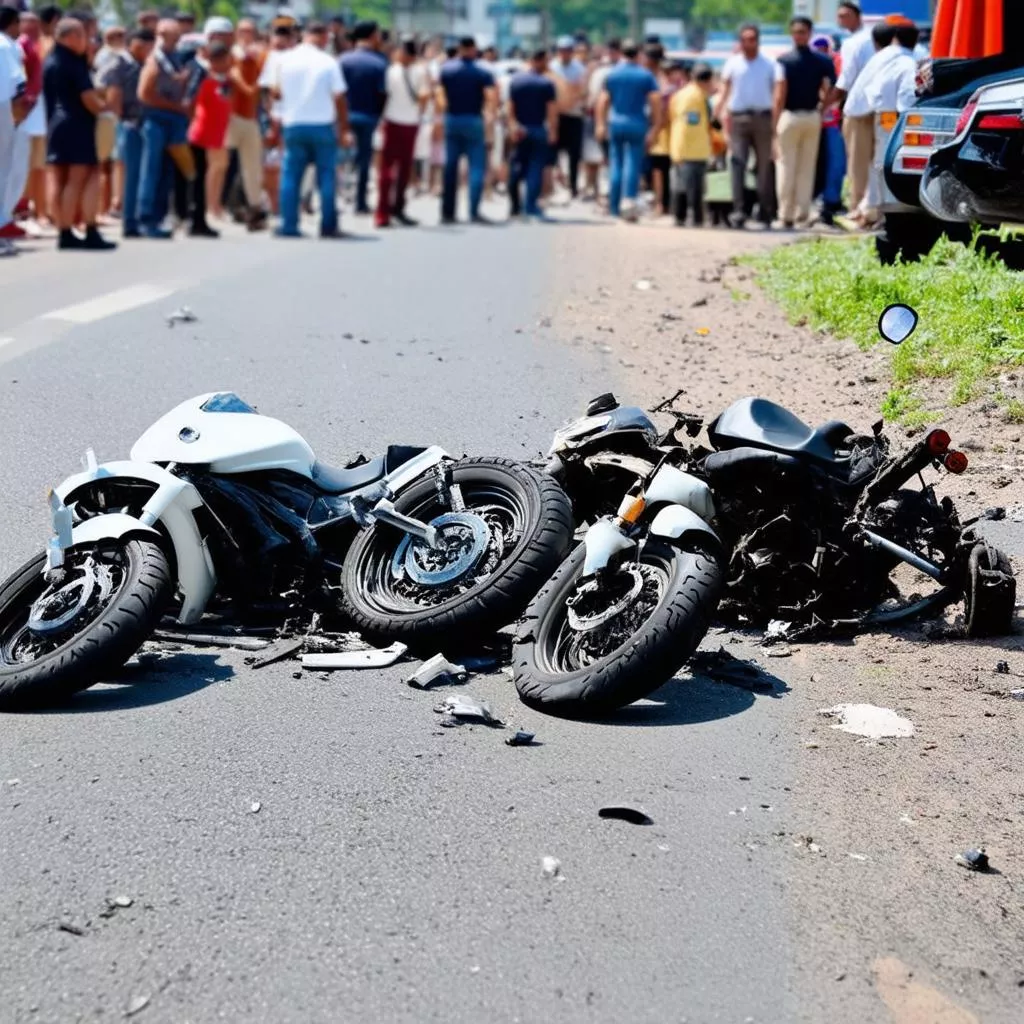 Rùng mình chứng kiến vụ 2 xe máy tông nhau ở Phà Vân