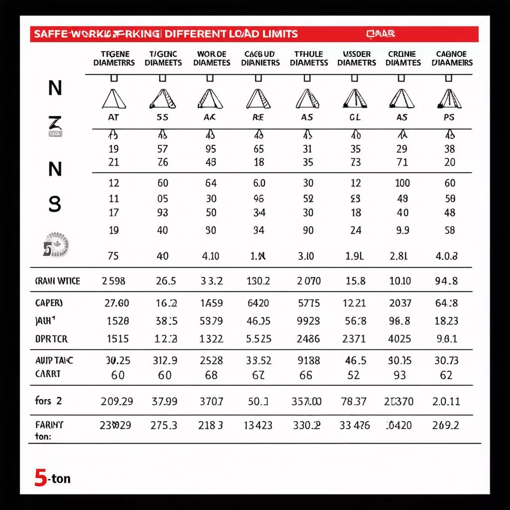 Crane cable load capacity chart