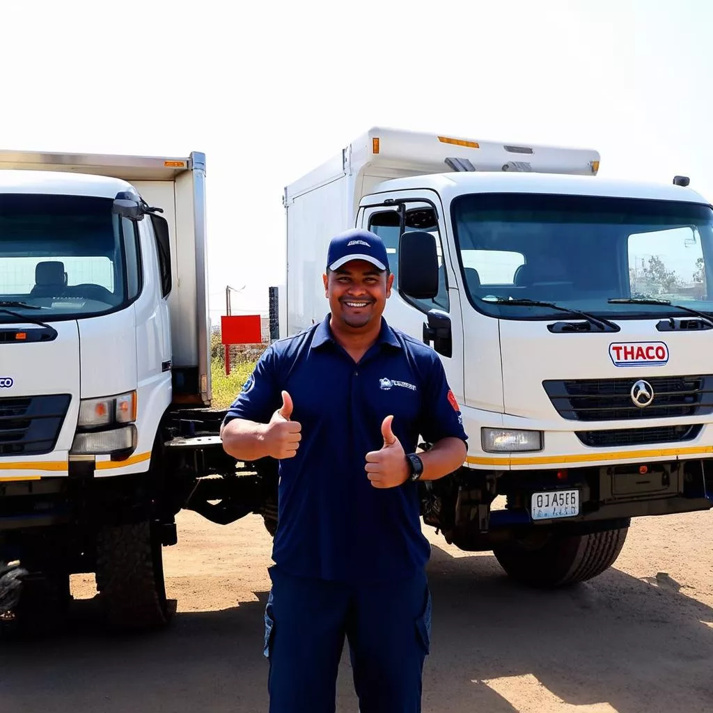 Tài xế xe chở cát Thaco