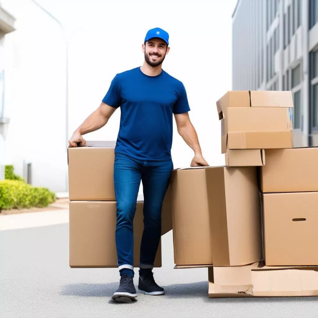 Tài xế đang vận chuyển hàng hóa