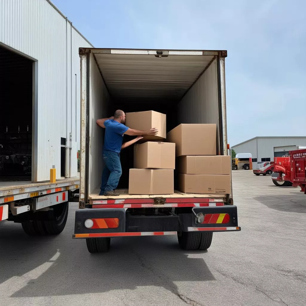 Tài xế đang vận chuyển hàng hóa