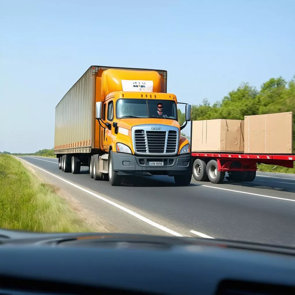 Tài xế đang vận chuyển hàng hóa