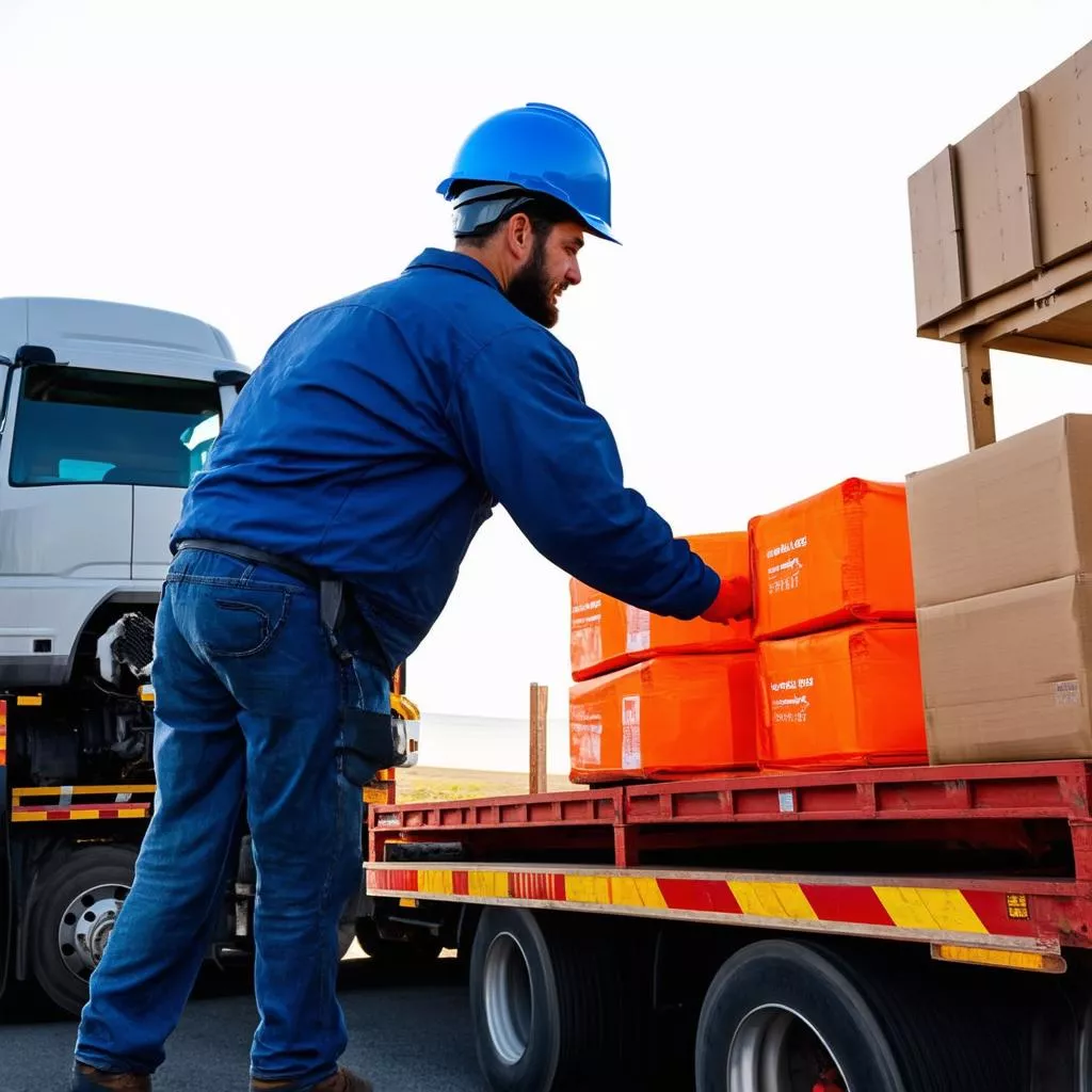 Tài xế đang vận chuyển hàng hóa