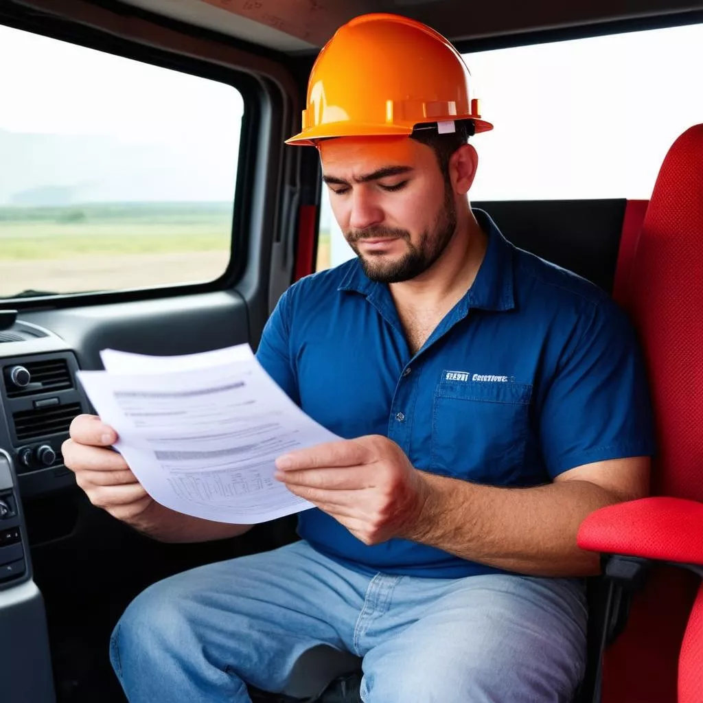 Driver reviewing finances