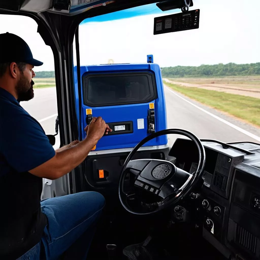 Driver inspecting a 3.45-ton truck